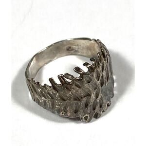 Sterling Silver Ring Handcrafted Artisan 4.75 vintage Crude Brutalist 2.50 g